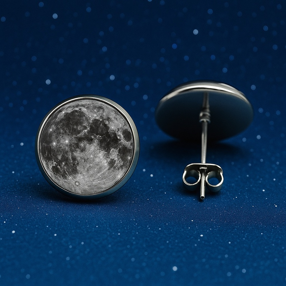 Moon Design Stud Earrings